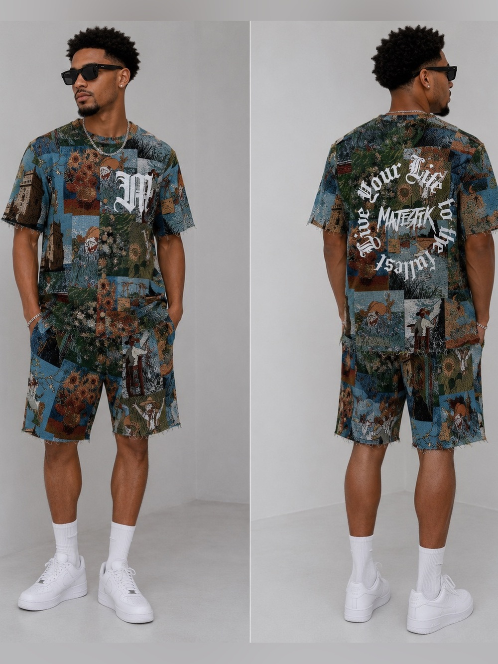 New Mens Van Gogh Tapestry Baseball Jersey - L